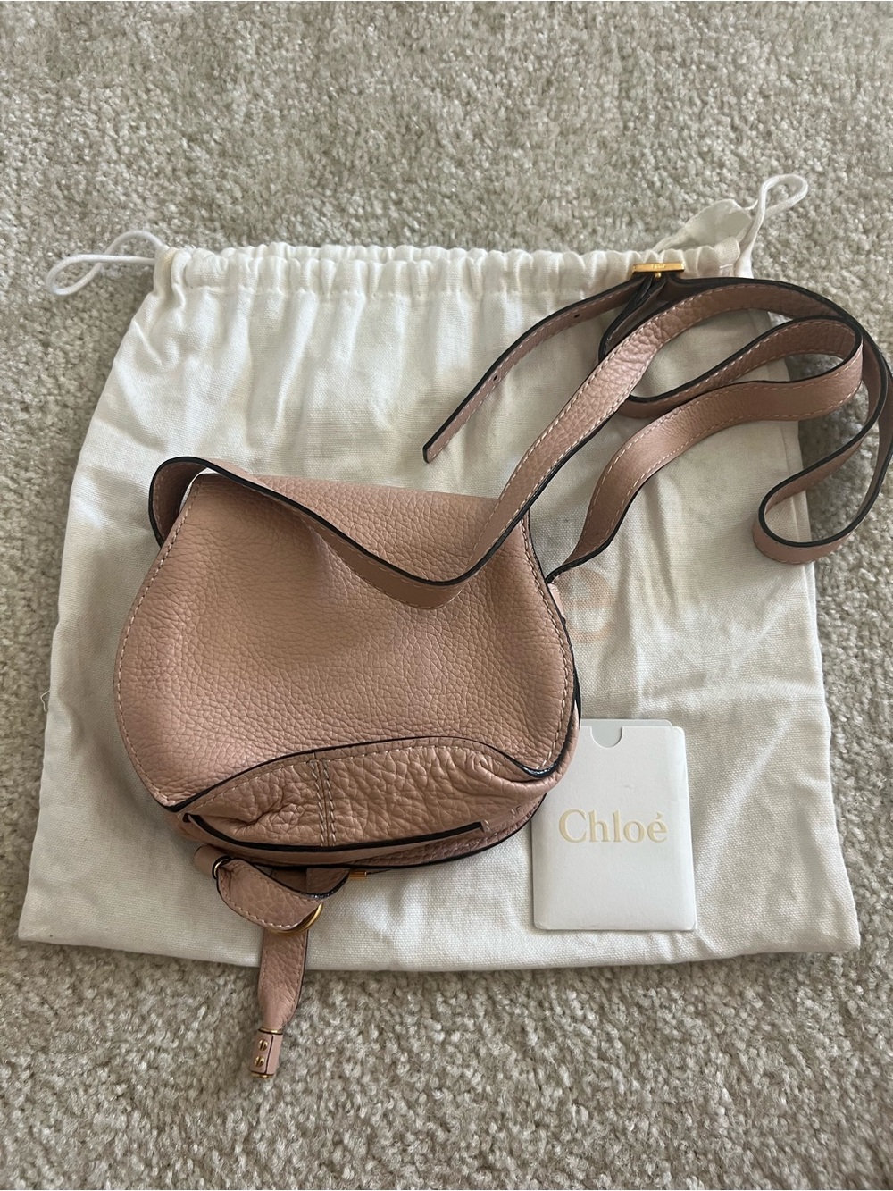 Chloé Marcie Small Saddle Crossbody in Blush Pink - Picture 4 of 5